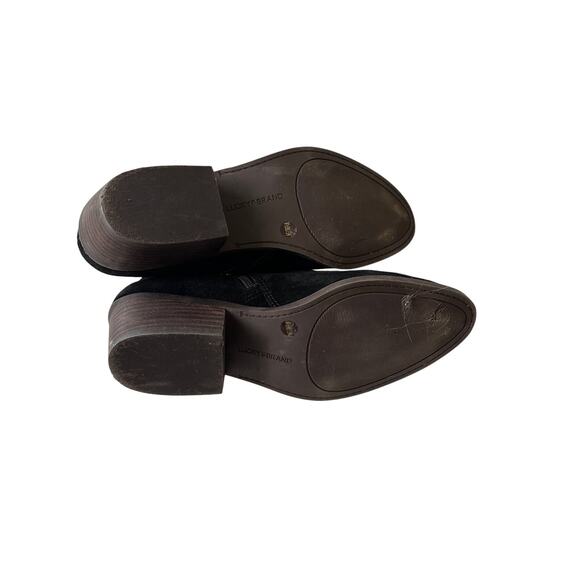 Lucky Brand Size 8.5 Black Fanky Suede Ankle Heel Bootie Boot Fall Closet Staple - Picture 8 of 11